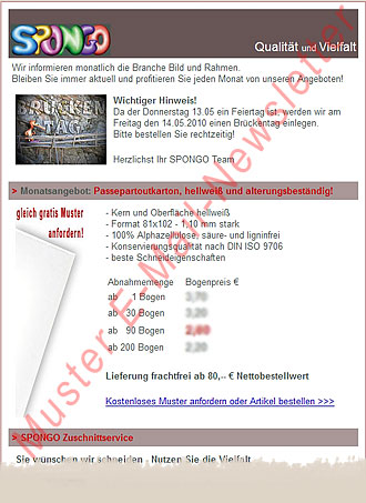 Newsletter - Passepartout-Karton - Bilderrahmen - Präsentationskarton